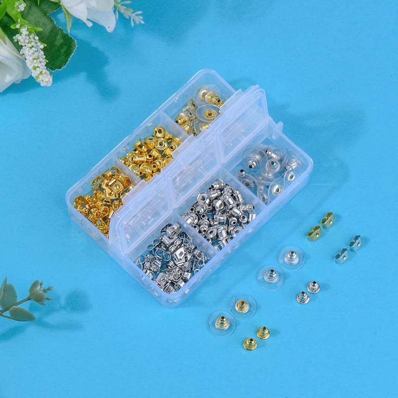 DSOMHZ 6 Styles Earring Backs for Studs/Droopy Ears/Heavy Earring,170 Pcs Clear Metal Backs Replacements Hypoallergenic Backings Clutch Stoppers Kits for Fish Hook Studs Hoops - Image 2